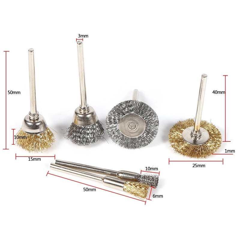 36-Piece Brass Steel Wire Brush for Drill Set Pen Wheel
