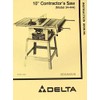DELTA 10" Contractor's Table Saw 34-444 Instructions & Parts Manual