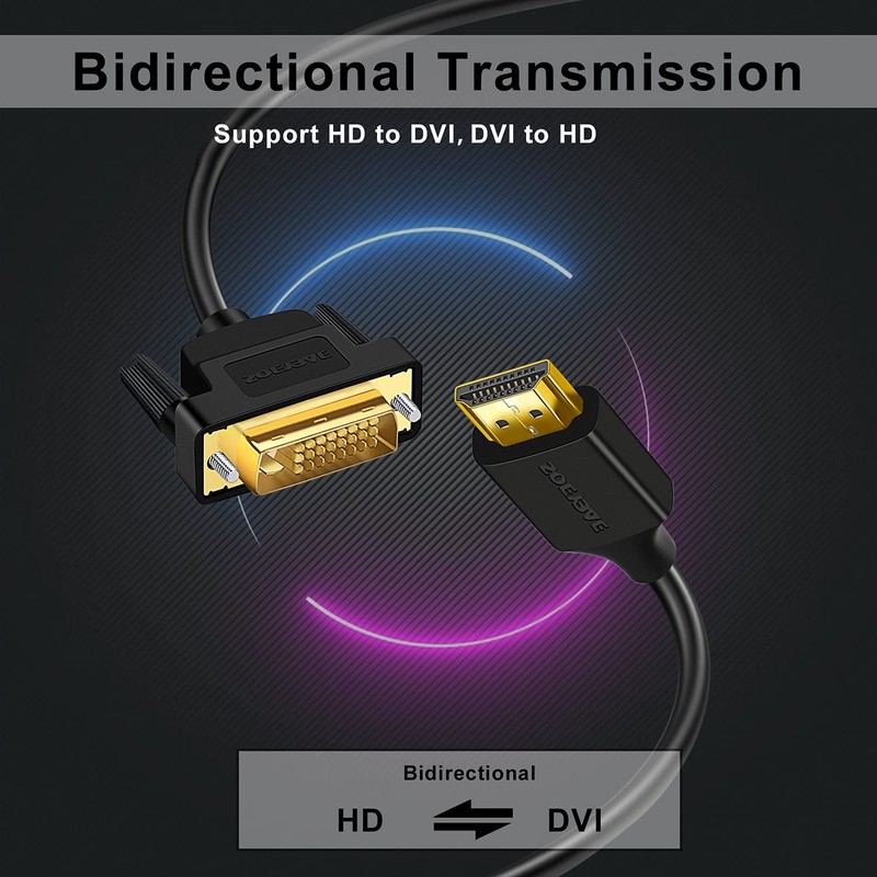 SOEYBAE HDMI to DVI Converter Adapter, 3.3 ft (1 m),