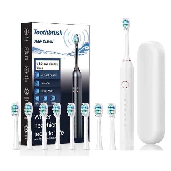 Sonic Electric Toothbrush with 8 Brush Heads for Adults 180
