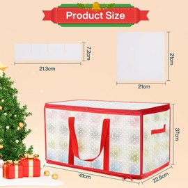 ZHHGOO Storage Box for Christmas Tree Baubles - for 72 Baubles - Christmas Bauble Christmas Bag for Christmas Tree Baubles Christmas Decorations - Sorting Box for Christmas Decorations Foldable (Red)