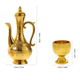 Ciieeo 1 Set of Mini Chalice Goblet Golden Water Offering Cup with Kettle Vintage Gold Goblet for Any Fun Party or Everyday Use