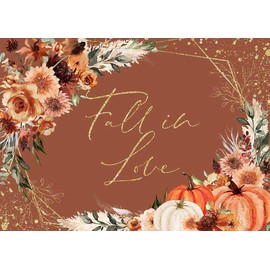 Mocsicka Fall in Love Bridal Shower Backdrop Boho Autumn Leaves Pumpkin Bride Shower Background Terracotta Flower Pampas Grass Wedding Party Banner Decoration (Terracotta, 7x5ft(82''x60''))