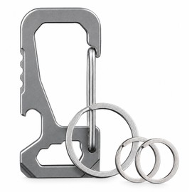 キーホルダー カラビナ チタン合金製 キーリング 多機能 栓抜き EDC マルチツール 十字ドライバー ストレートドライバー 軽量 54mm 2個セット LittleApartment