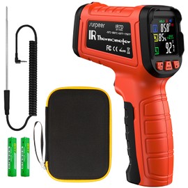 Infrared Thermometer Temperature Gun -58°F to 1796°, 16:1 Non Contact Laser Thermometer Gun with Thermocouple Probe for Humidity, Pizza Oven, Griddle, Ir Temp Gun for Home and Industry Repair