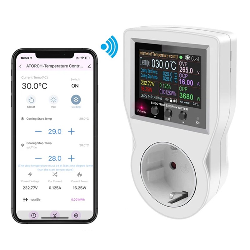 Smart Backlit Digital Temperature Controller LCD Screen APP Control Auto