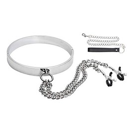Adavidsource Stainless Steel Necklace Decoration Unisex Necklace Metal Choker Short Collar Fashion Choker (008S-3-Diameter:12cm)