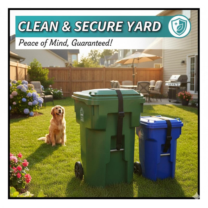 Trash Can Lid Lock, Raccoon Proof Garbage Can Strap, Heavy