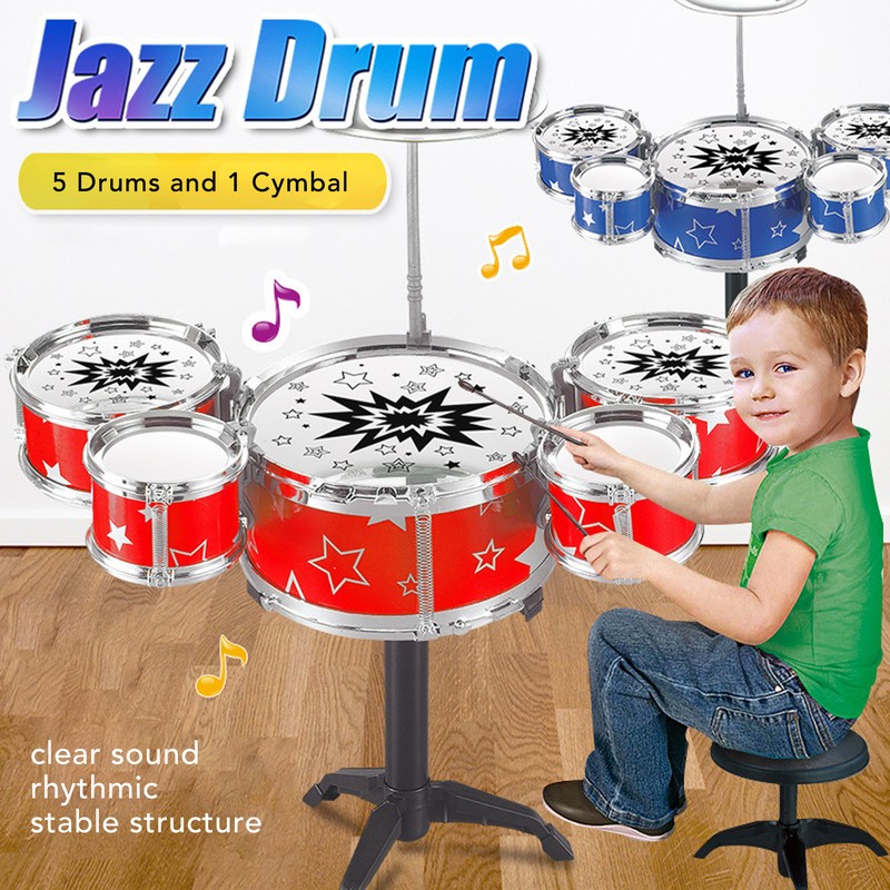 Toddler Jazz Drum Kit Hand Eye Coordination High Safety Sturdy