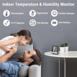 ThermoPro TP49 Digital HygrTempPro TempAir Digital Hygrometer Indoor Thermometer | Humidity Meter Room Thermometer with Temperature and Humidity Monitor Mini Hygrometer, Blackometer Indoor Thermometer Humidity Meter Room Thermometer with Temperature and Humidity Monitor Mini Hygrometer Thermometer