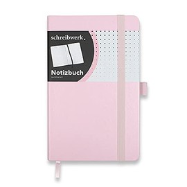 schreibwerk Notebook A5 dotted - 160 numbered pages - hard cover pink - dot grid, bookmark and pen loop