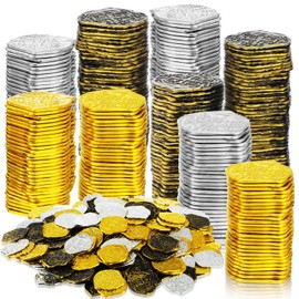 Hanaive 100 Pcs Pirate Coins Plastic Coins Kids Fake Play Coins Replica Spanish Doubloons for Pirate Party Treasure Chest Board Games Tokens Toys Cosplay St. Patrick's(Gold, Silver, Bronze)