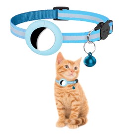 Airtags Cat Collar PF Doggy to Ensure the Safety and Monitoring of Your Cat (Blue Grey, Airtags Not Included)