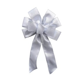 Handmade Large 10" Hand Made Wreath Bow - Wired Metallic Silver - Christmas -Holiday