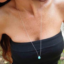 Xmsrn Vintage Teardrop Turquoise Necklace Turquoise Pendant Necklace Water Drop Blue Stone Choker Necklace Silver Long Necklace Jewellery for Women and Girls, Zinc, No Gemstone