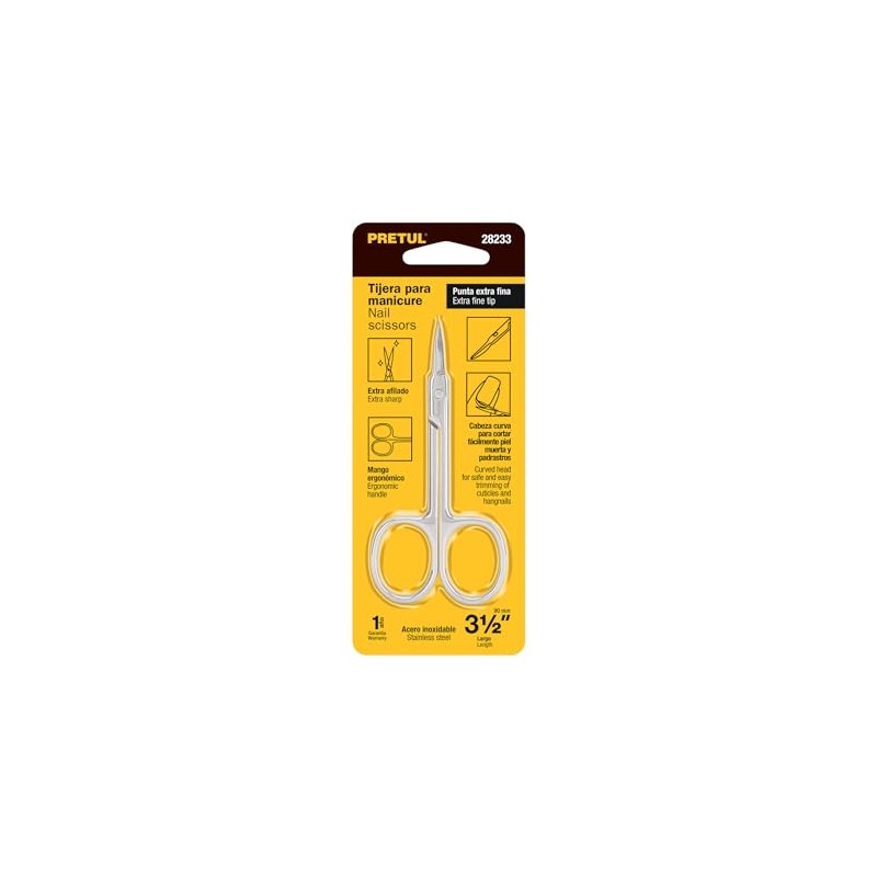 Pretul UNA-435P, Tijera para manicure 3-1/2" punta fina acero inoxidable