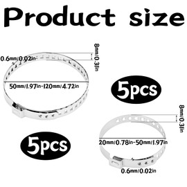 Pack of 10 CV axle boot clamps, stainless steel, universal stainless steel CV hose clamps set, 5 small sizes and 5 large sizes, diameter range 20-120 mm for most cars