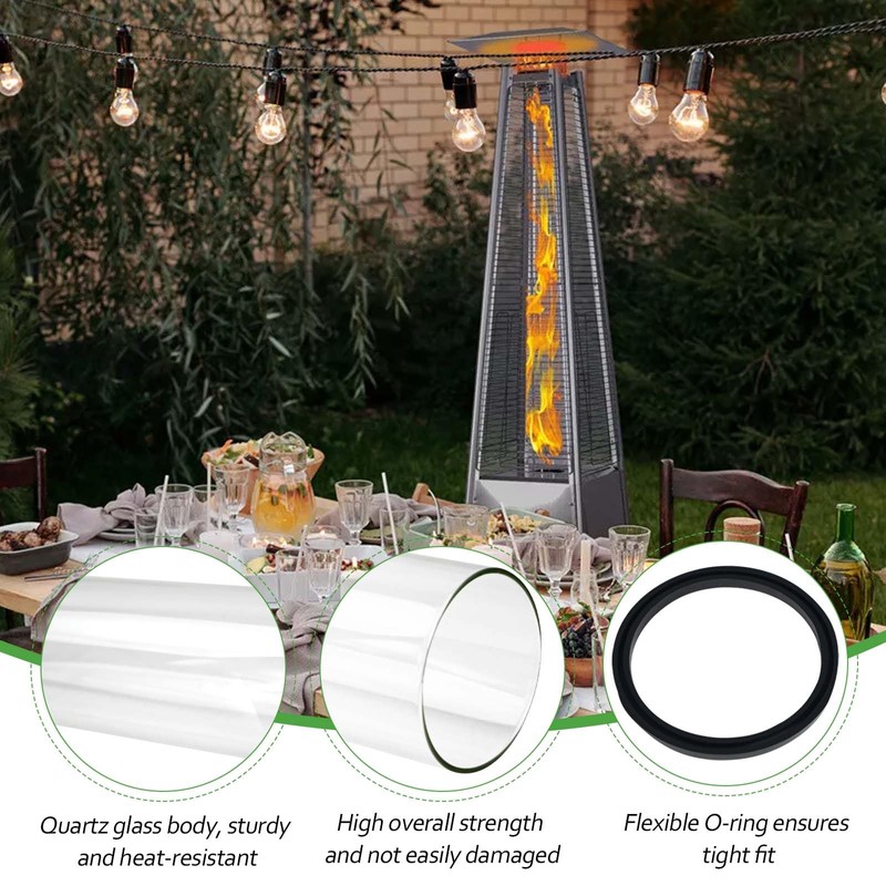 Patio Heater Glass Tube Replacement,49.5" Tall 4" Diameter with Silicone