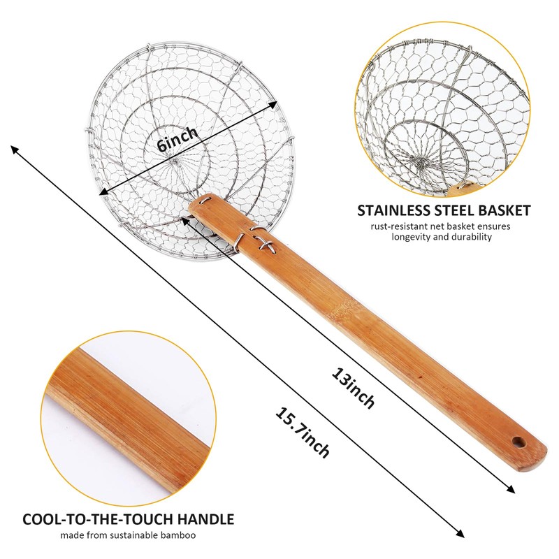 Letschef Stainless Steel Spider Strainer Asian Kitchen Wire Food Cooking