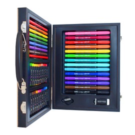 Art 101 USA 58 Piece Art Set in a Colorable Wood Carrying Case, multi, large