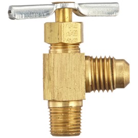 Eaton Weatherhead 320 Brass Needle Valve, Flare Angle, 90-Degree Elbow, 1/4" Tube OD x 1/8" NPT Male