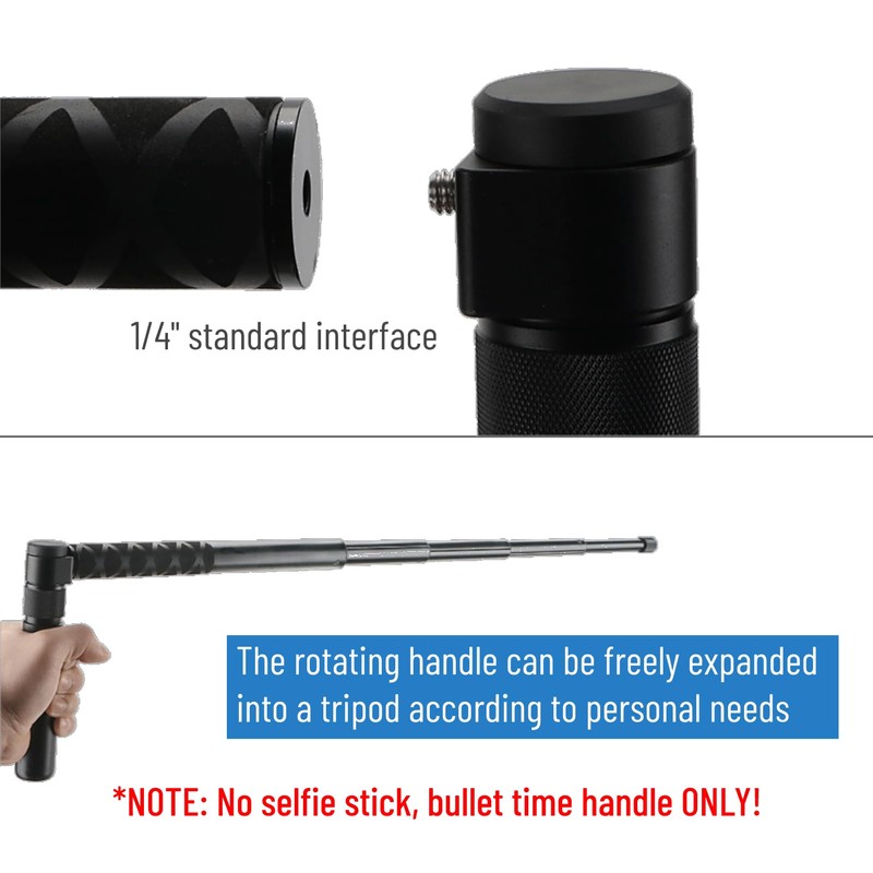 Bullet Time Handle, Invisible Selfie Stick Rod Handle, 360 Degree
