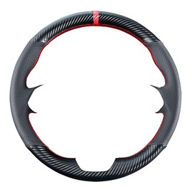 Carkooler - Funda de volante para Mazda 3 / 2017-2020, Mazda CX-5, Mazda 6 / 2016-2020, CX-9 / 2018, 2019, 2020, CX-3, 15 pulgadas, accesorios interiores de fibra de carbono de piel negro