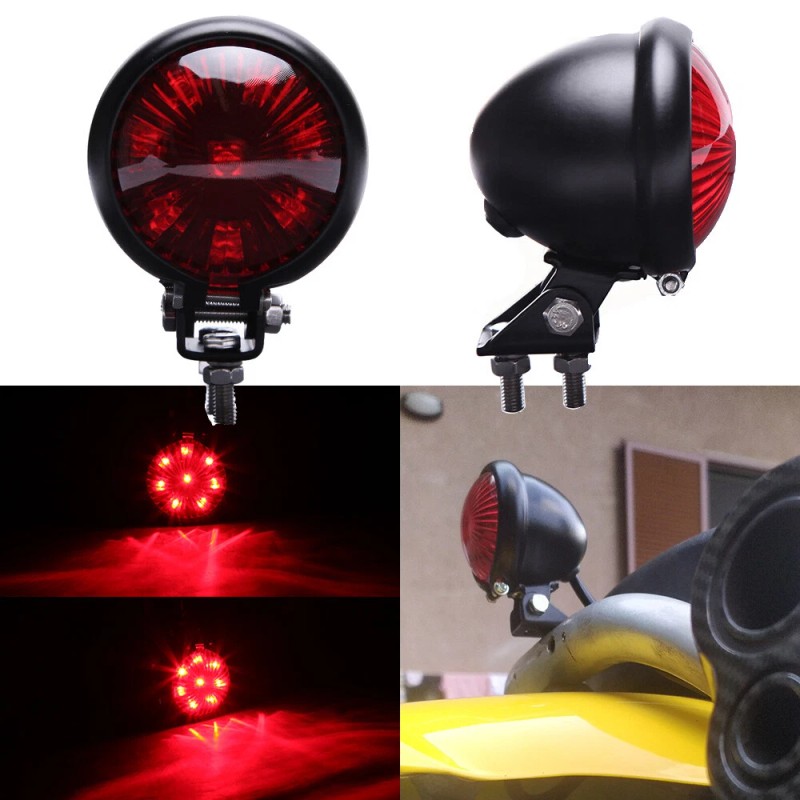 KEEPDSGN Bates Style Motorcycle Cafe Racer Chopper LED Brake Tail
