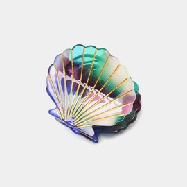 QinGoo Small Mini Purple Hair Clip Hair Claw Simple Purple Seashell Hair Accessory Cute Women's Korean 1 Piece (Purple Green)