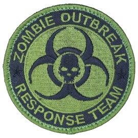 Unbranded ZOMBIE OUTBREAK RESPONSE TEAM BIOHAZARD SKULL TACTICAL OD GREEN HOOK PATCH