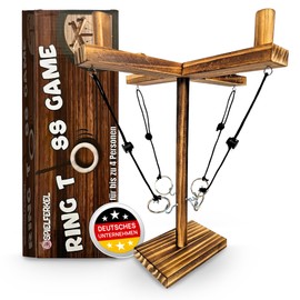 Spielferkel Ring Throwing Game Made of Wood - Action Ring Toss Game, Ring Hook Party Game, Skill Game, Party Game for Stag Party, Adults, Outdoor, Indoor, Drinking Games, Party Items