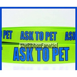 Ribbon Bows Crafts Ribbons for Gifts Wrapping Party Wedding - 5/8" 3yds Ask to Pet Cat Dog Collar Grosgrain Ribbon