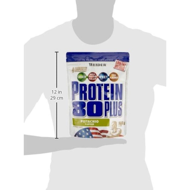 WEIDER Protein 80 Plus protein powder, 2 pack, pistzie, low-carb,