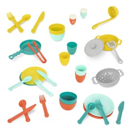 B. Toys – Play Kitchen Accessories – Cookware, Dishes, Utensils – 33-Piece Play Set for Kids – Pretend Play Toys – Mini Chef Kitchen Set – 3 Years +