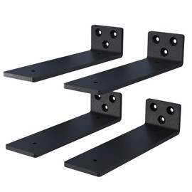 NEODROP 4-Pack 12 Inch Floating Shelf Brackets, Heavy Duty Hidden Shelves Bracket for Small Shelf, Kitchen Shelf, Nursery Shelf, Black Powder Coated Steel