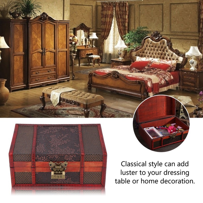 Classical Wooden Jewelry Storage Box Chest Case Holder Organizer with