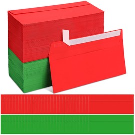 500 Pcs #10 Business Envelopes Adhesive Standard Envelopes Colored Envelopes for Office Check Invoices Letters Letterhead Invitations Announcements 4-1/8 x 9-1/2'' (Red, Green)
