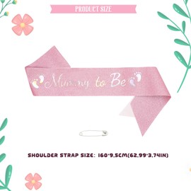 Mummy to Be Sash, Pink Baby Shower Satin Sash Mum to be Gift for Mum Women Expectant Mothers Baby Shower Gender Reveal Party Supplies Y8MMFSJD