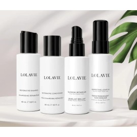 LolaVie Travel Hair Care Kit Pack Of 4 Travel Size Shampoo Conditioner Leave In Detan...