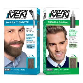 Kit Tinte Just For Men Castaño Medio Para Cabello Y Barba Castaño Medio