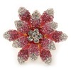 Avalaya Large Dimensional Clear/Pink Diamante Narcissus Cocktail Ring In Gold