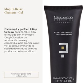 SALERM - 2-in-1 Gel and Shampoo - Stop To Relax Homme Barber Line - 100 ml - for All Hair and Skin Types - Refreshing and Relaxing Fragrance - Daily Use - Gentle Cleaning