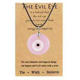 COLORFUL BLING Turkish Blue Evil Eye Pendant Necklace Leather Rope Chain Cord Glass Evil Eye Protection Lucky Jewelry for Women Men-Pink 1pc