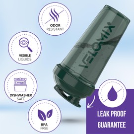 VELOMIX -6 PACK- 28 oz Protein Shaker Bottle for Protein Mixes - 6x Wire Whisk | Leak Proof Shaker Cups for Protein Shakes | Protein Shaker Bottle Pack | Protein Shake Cup (Solid Line)