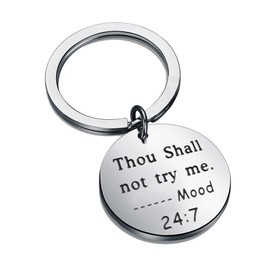 Thou Shall Not Try Me Keychain Funny Sarcastic Nerdy Gift (Keychain)