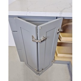 2 of Clip-on Lazy Susan Hinges Full Overlay for Corner Cabinet Cupboard Folded Door Combination with Screws Corner Cabinet Replacement Cabinet Hardware for Coner Folding Cabinet Door (135 Degree)