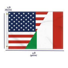 2×3 FT Italy America Friendship Flag,Medium 60×90CM 150D Italian USA Outdoor Banner,Double Side Printing American Decor For Patio Garden With Brass Gromment