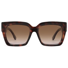 SOJOS Trendy Square Polarized Sunglasses Womens Retro Vintage Women 90s Sun Glasses SJ2612 Tortoise Frame Brown Grading Lens