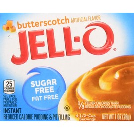 Jell-O Butterscotch Sugar Free & Fat Free Instant Pudding & Pie Filling Mix, 24 ct Pack - 1 oz Boxes, As Seen on TikTok