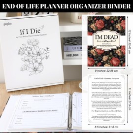 End of Life Planner Organizer Binder Notebook I'm Dead Now What Book Planner Document 8.5x11" Estate Planning Organizer Binder In Case If I Die Folder for Possessions Affairs and Final Wishes (Flower)